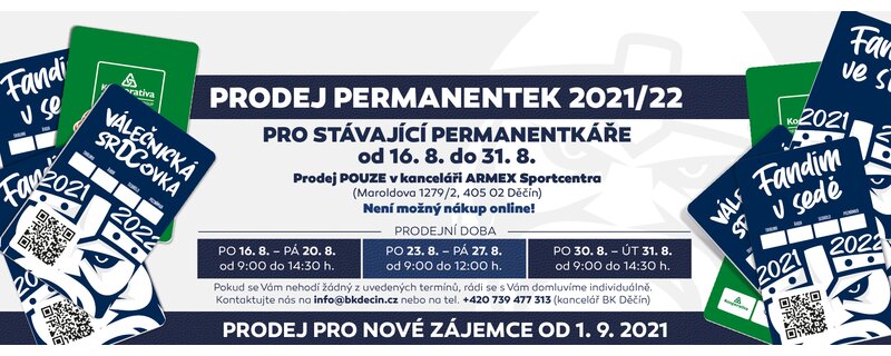 Informace k prodeji permanentek na sezonu 2021/22